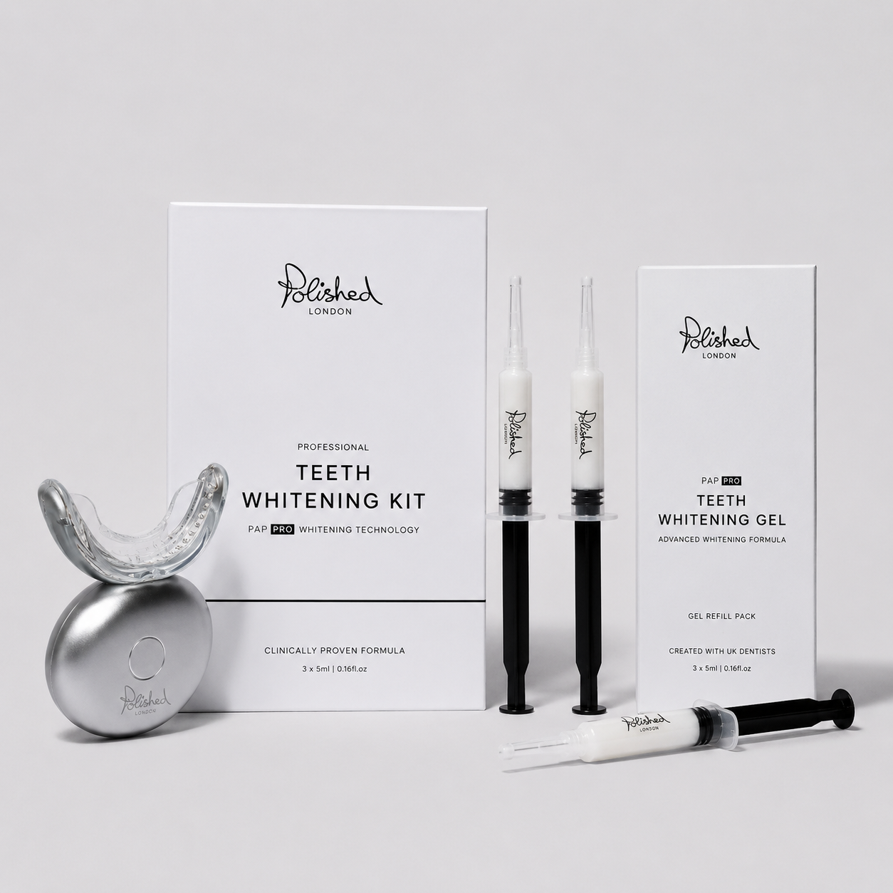 LED Teeth Whitening Kit & Gel Refill Bundle
