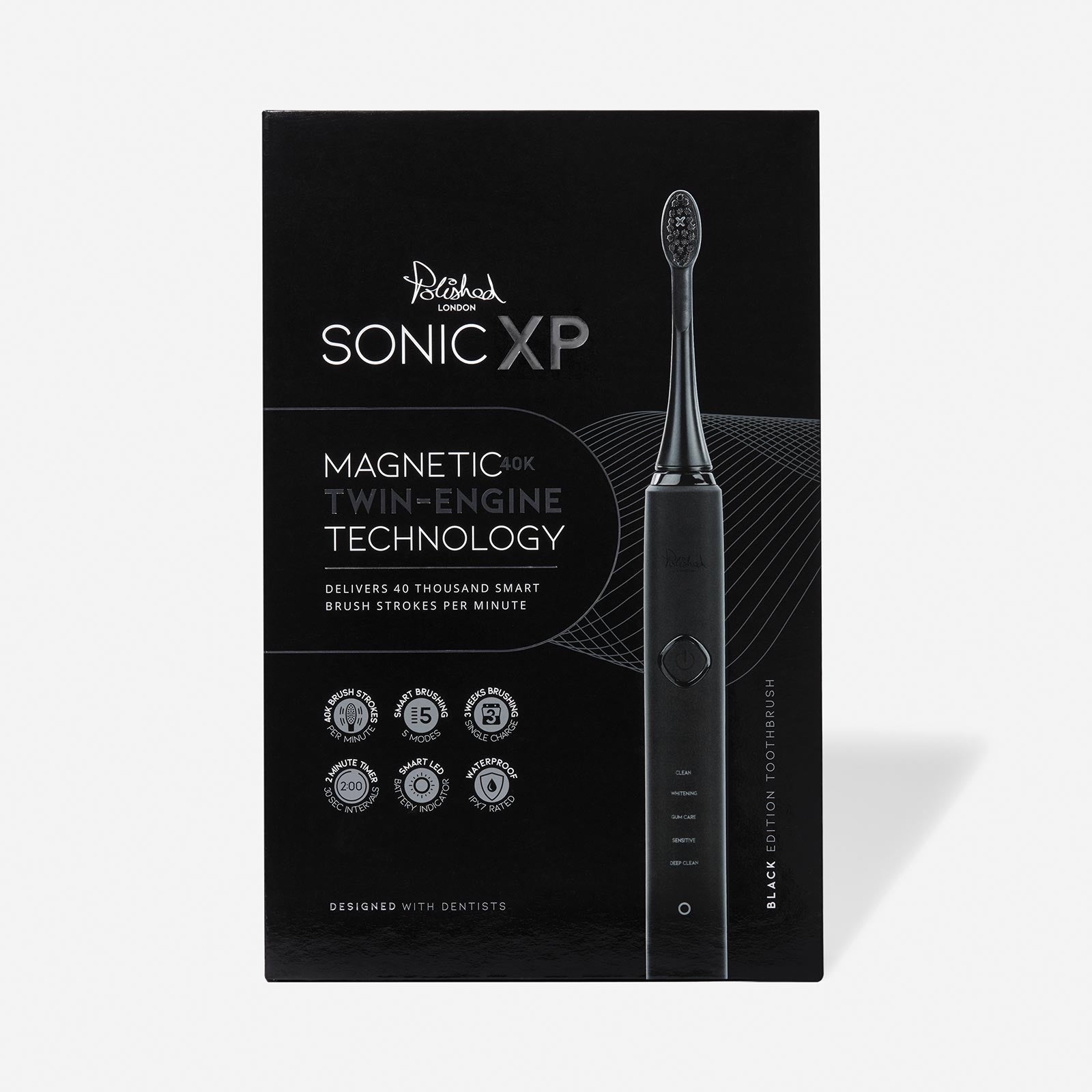 The Polished London Sonic XP Toothbrush box in black