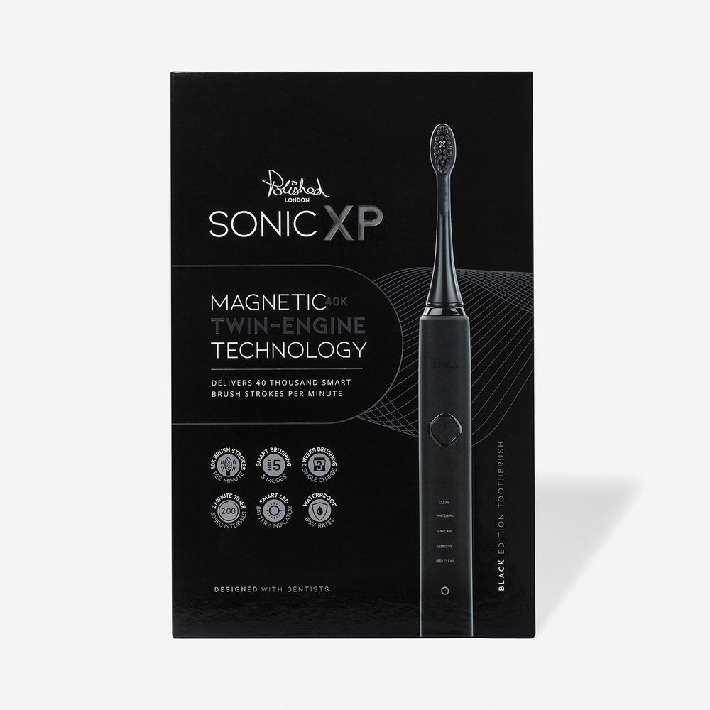 
                  
                    The Polished London Sonic XP Toothbrush box in black
                  
                